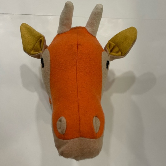 Giraffe Head 3D Wall Hanging Stuffed Animal Plush Orange Biege - Picture 3 of 10